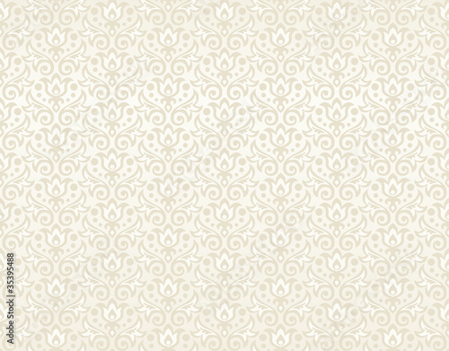 seamless pattern of beige flowers and leaves