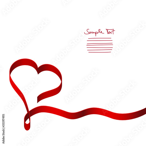 Card Red Ribbon Heart