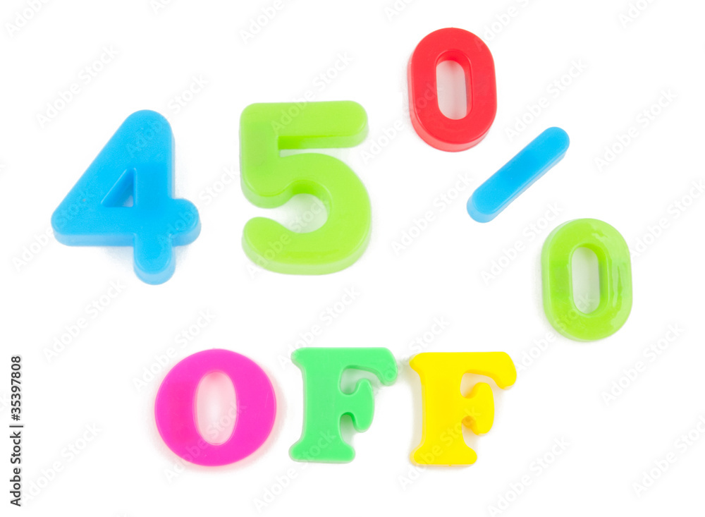 45% off written in fridge magnets 45% off written in fridge magnets