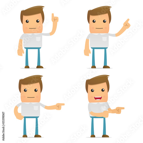 set of funny cartoon casual man