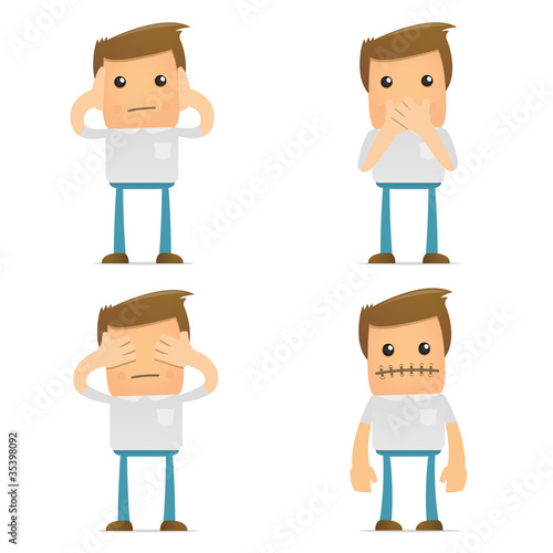 set of funny cartoon casual man