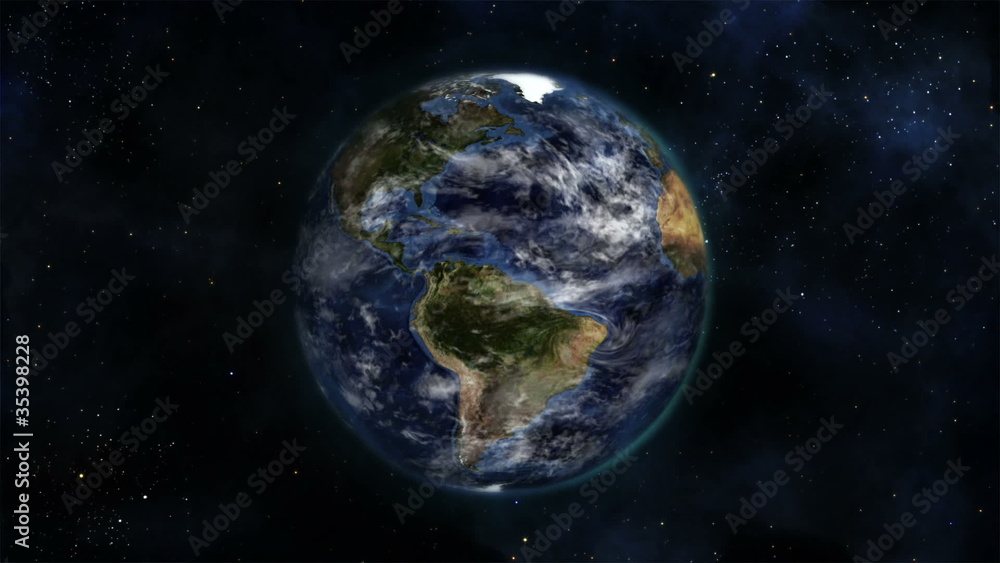 Cloudy Earth turning on itself Cloudy Earth turning on itself