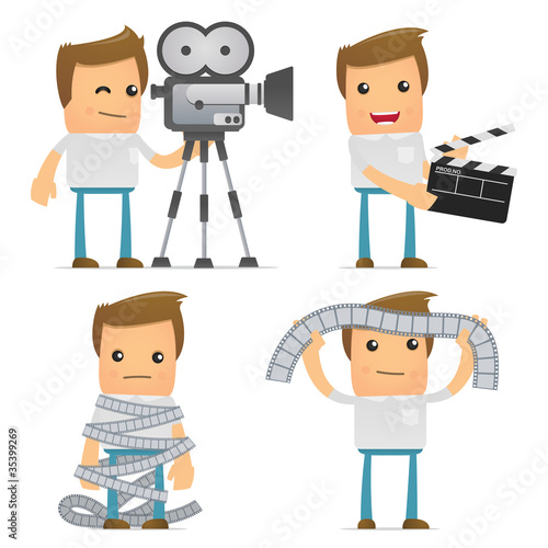 set of funny cartoon casual man