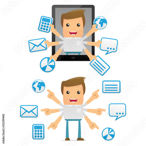set of funny cartoon casual man