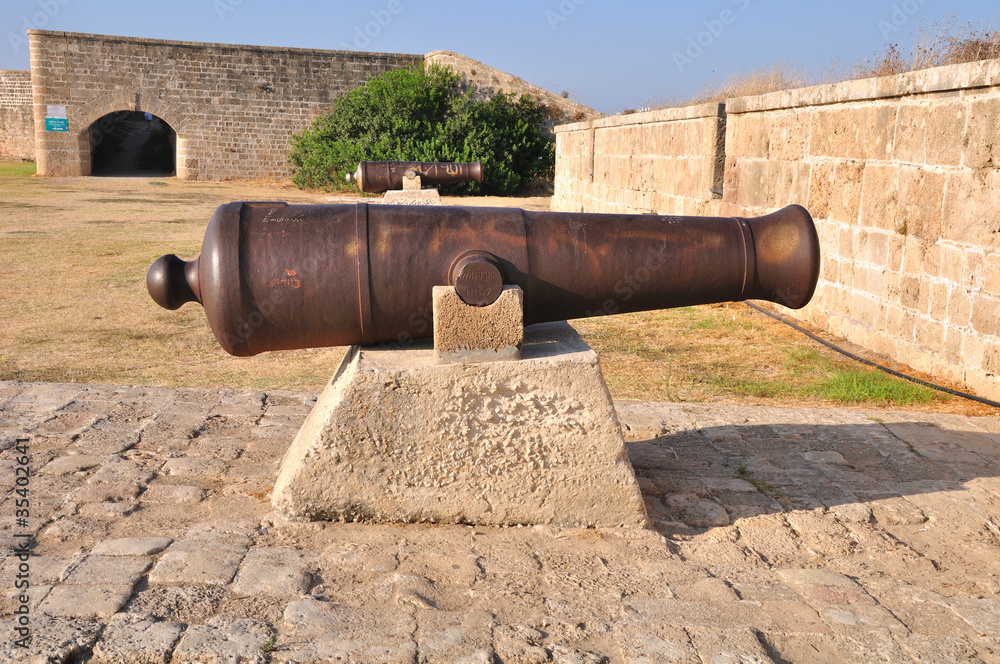 Old Gun at the Acre wall. Israel.