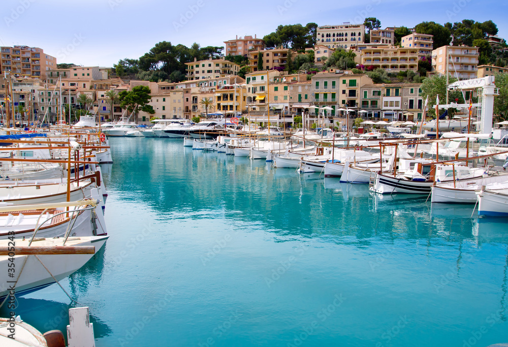 Puerto de Soller Port of Mallorca with lllaut boats