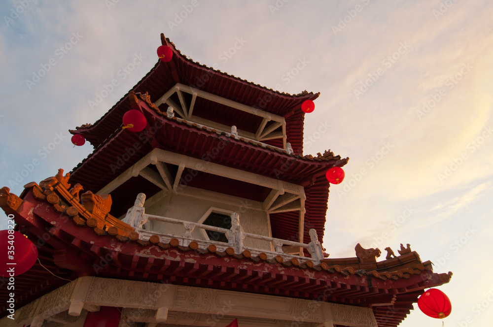 Fototapeta premium Closeup of Oriental tower