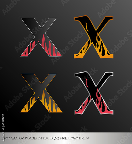 eps Vector image: initials (x)  metallic fire logo Ⅲ＆Ⅳ