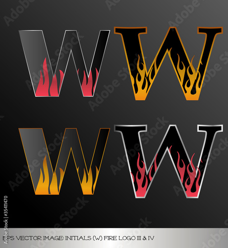 eps Vector image: initials (w)  metallic fire logo Ⅲ＆Ⅳ