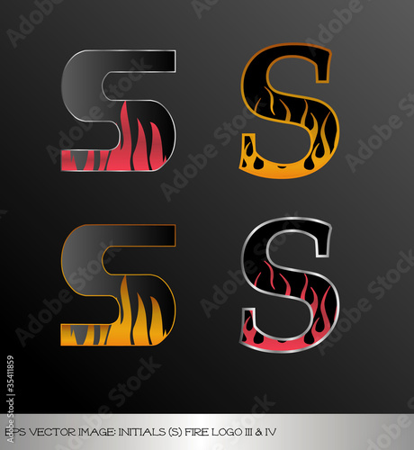eps Vector image: initials (s)  metallic fire logo Ⅲ＆Ⅳ