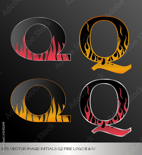 eps Vector image: initials (q)  metallic fire logo Ⅲ＆Ⅳ