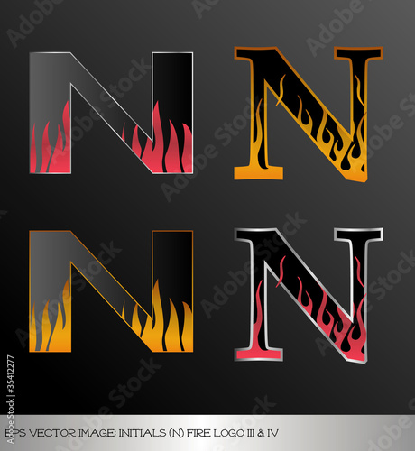 eps Vector image: initials (n)  metallic fire logo Ⅲ＆Ⅳ