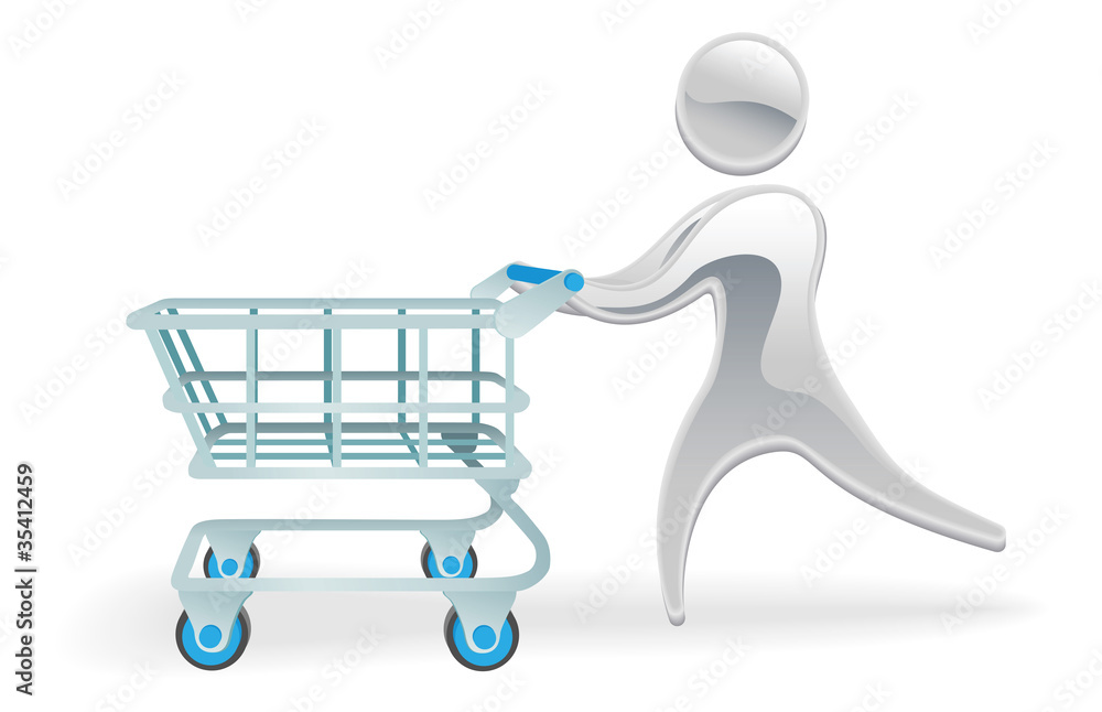 Metallic character shopping cart trolly concept Metallic character shopping cart trolly concept