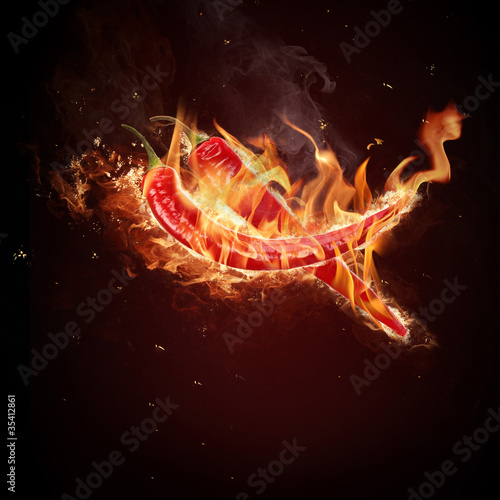 Hot chilli in fire