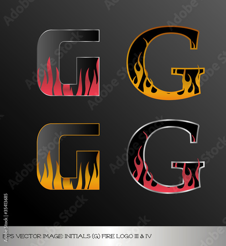 eps Vector image: initials (g)  metallic fire logo Ⅲ＆Ⅳ
