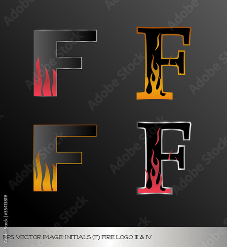 eps Vector image: initials (f)  metallic fire logo Ⅲ＆Ⅳ