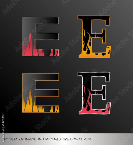 eps Vector image: initials (e)  metallic fire logo Ⅲ＆Ⅳ