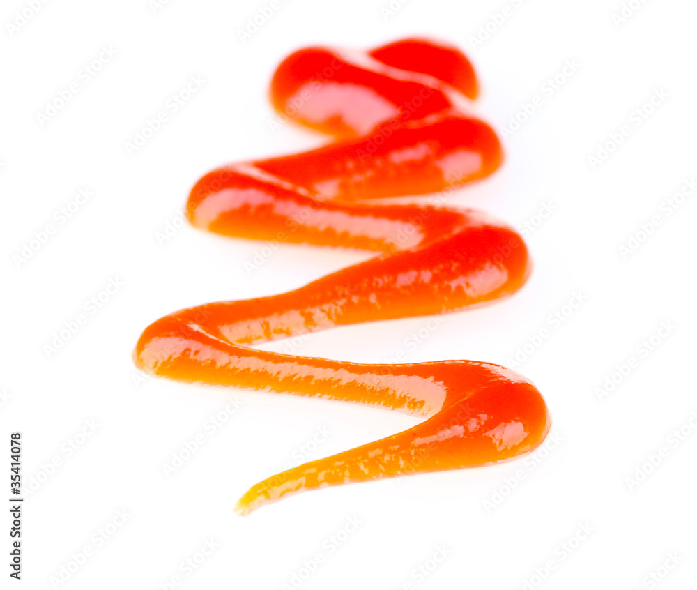 Zig-zag of tomato ketchup isolated on white Zig-zag of tomato ketchup isolated on white