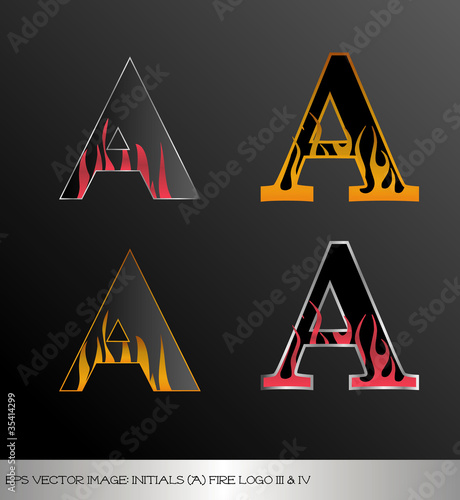eps Vector image: initials (a)  metallic fire logo Ⅲ＆Ⅳ