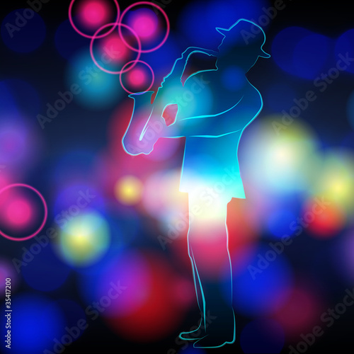 Saxophone player made of light
