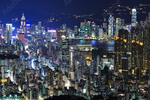 hong kong city at night © leungchopan