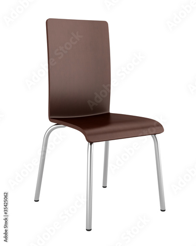 modern wooden brown chair isolated on white background