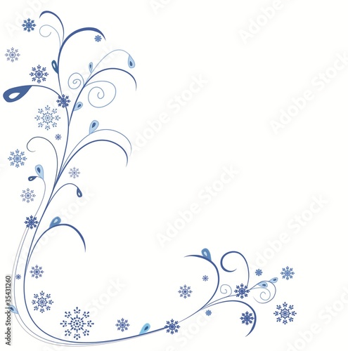 Schneeflocken  Ranke  blau  Filigran
