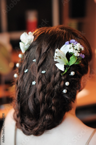 Beauty wedding hairstyle rear view