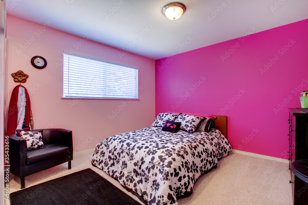 Girls bedroom in pink black and white Stock Photo Adobe Stock