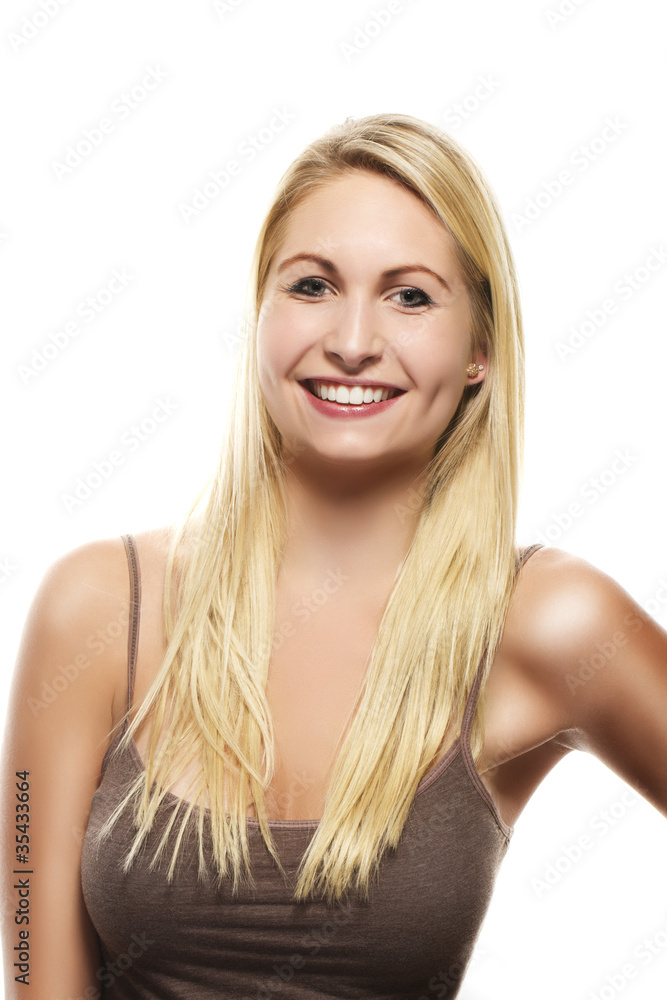 portrait einer schönen glücklichen blonden frau portrait einer schönen glücklichen blonden frau