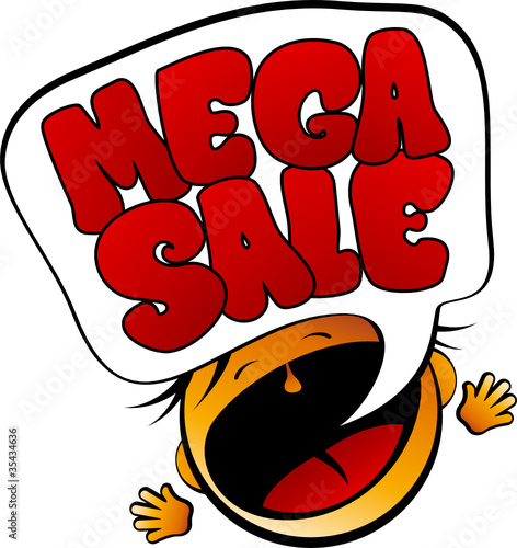 Mega Sale screaming girl herald.
