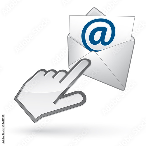 Left-handed cursor on e-mail envelope photo