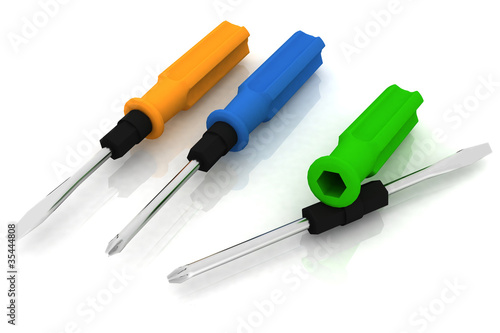 Fotografie three images of universal screwdriver