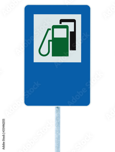 Gas Station Road Sign Green Energy Concept Gasoline Fuel Filling