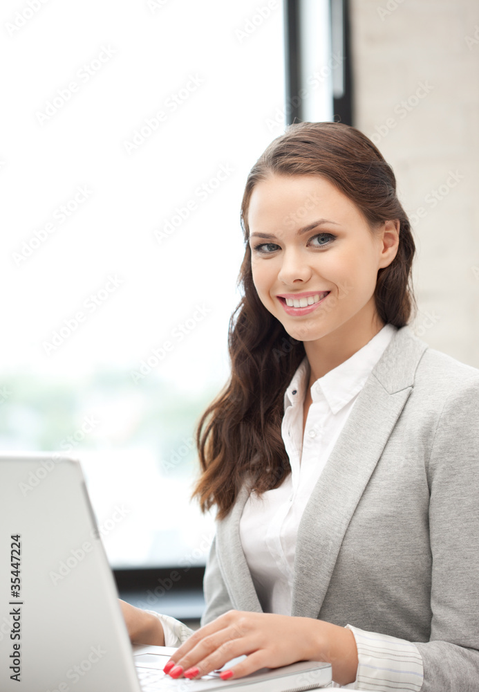 happy woman with laptop computer happy woman with laptop computer