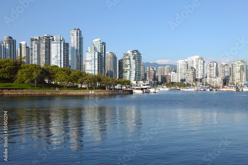 Vancouver BC south waterfront skyline   sailboats.
