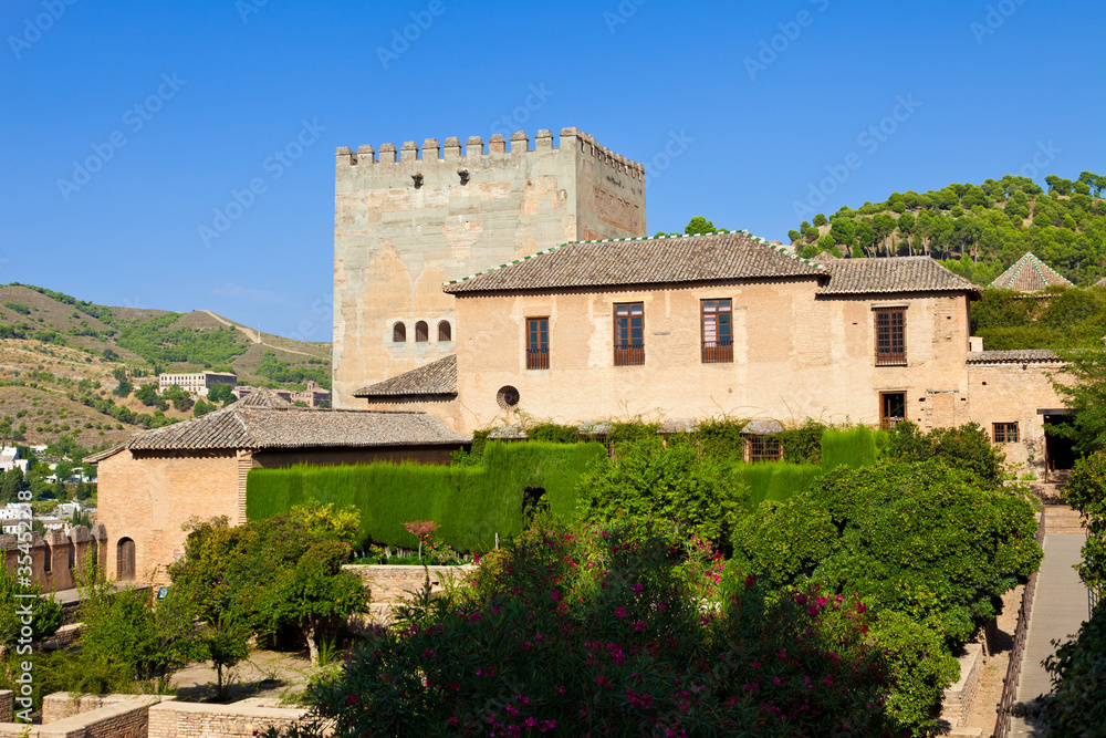 Alhambra de Granada. Machuca garden in Nasrid Palaces