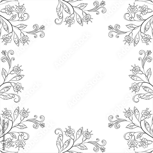 Background, frame of flowers, contours