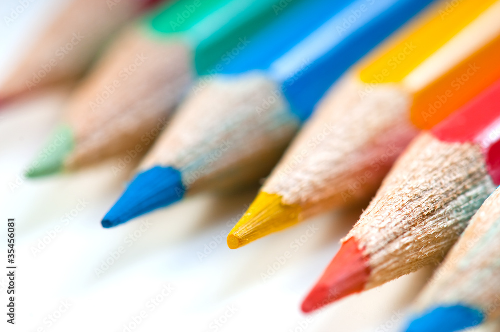 Color pencils on a white Color pencils on a white