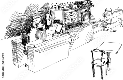 cashier at the checkout