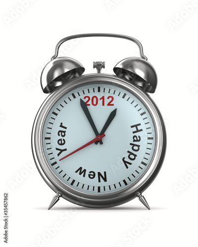 2012 year on alarm clock. Isolated 3D image