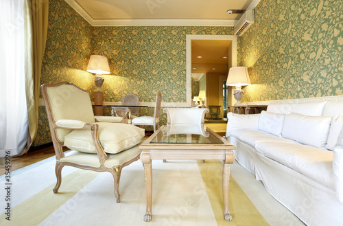interior luxury apartment, comfortable suit, lounge