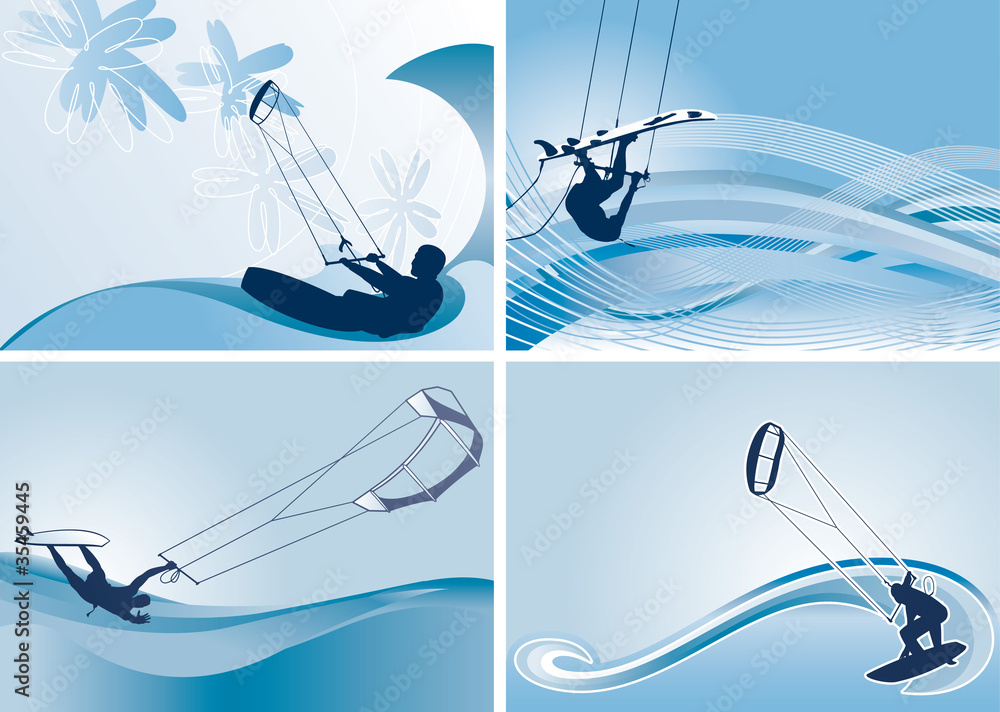 kitesurfing vector wallpapers Stock Vector | Adobe Stock