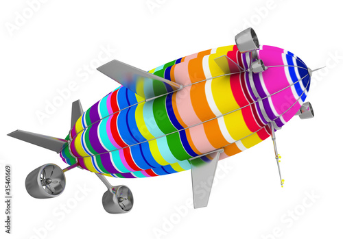 Celebratory blimp flies. Isolated on white.
