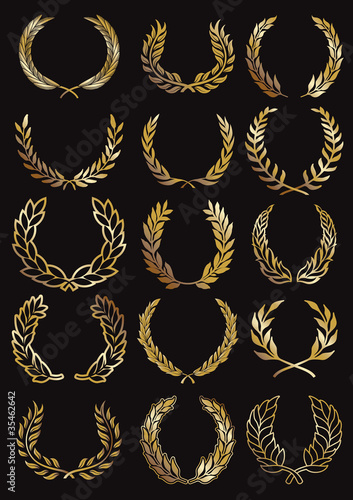 golden laurel wreaths
