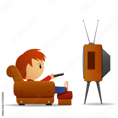 Cartoon Man Watch Tv Stock Vector Adobe Stock