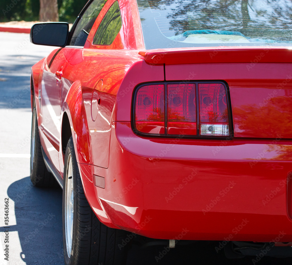 Tail Lights of Red Sports Car
