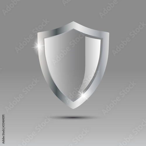 Logo shield of glass and metal # Vector