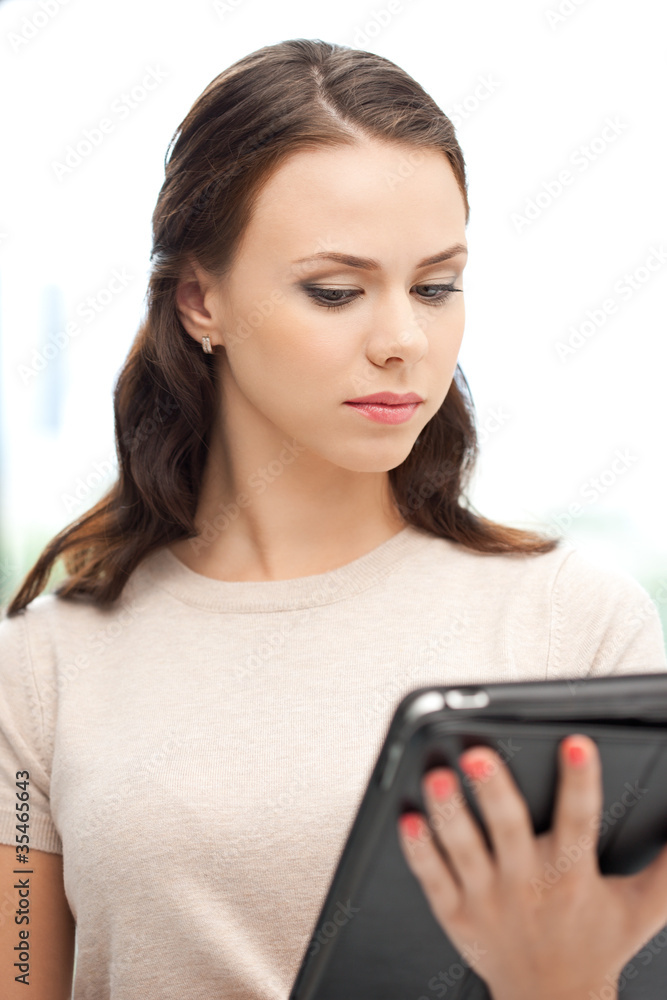 calm woman with tablet pc computer calm woman with tablet pc computer