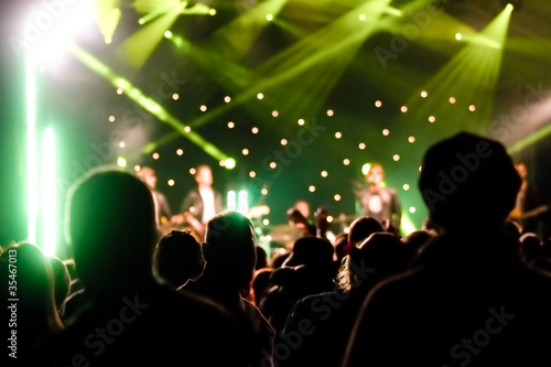 silhouette of an audience at a music concert
